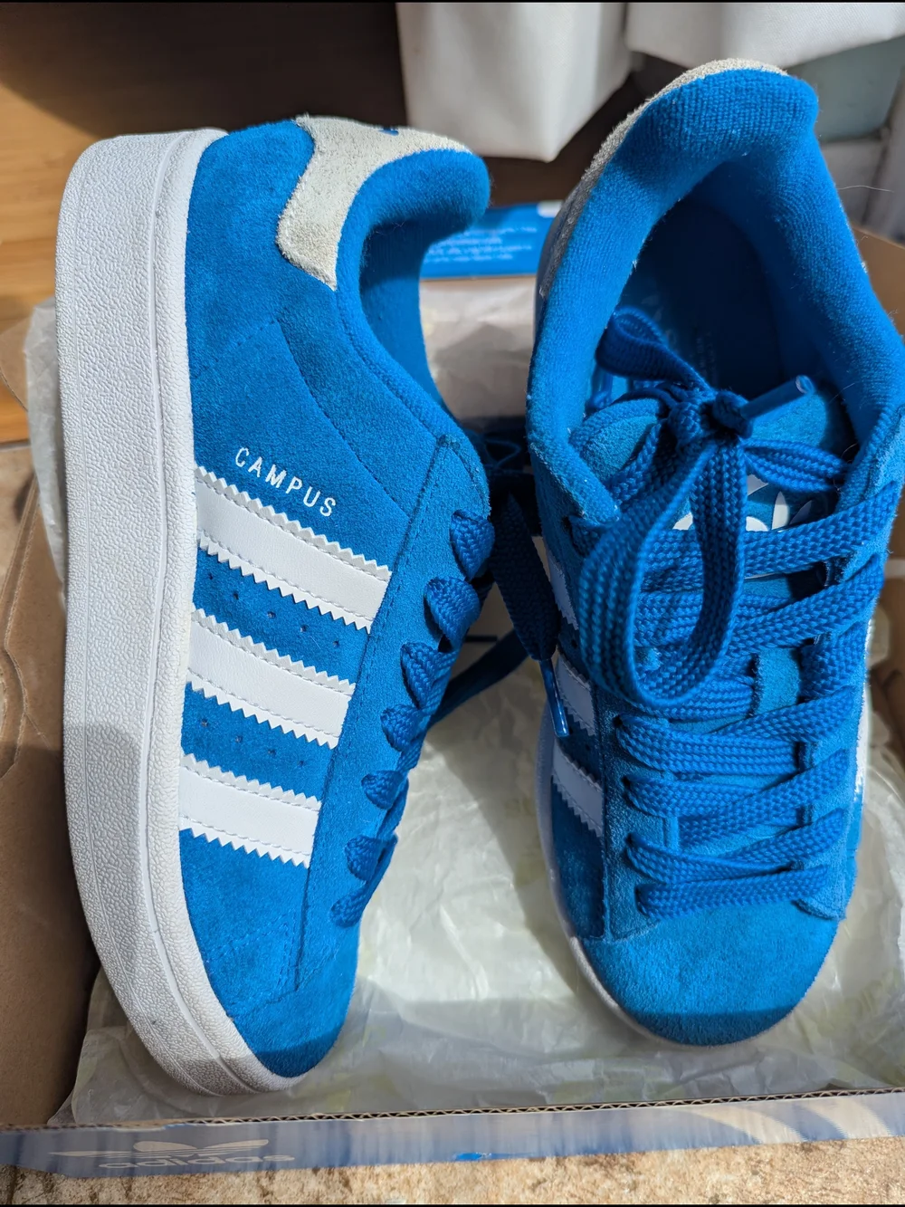 adidas Campus Suede Sneakers in Vibrant Blue with White Stripes